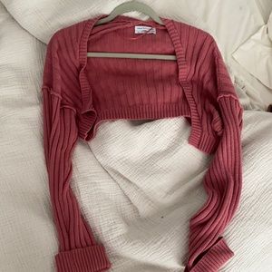UO Urban Outfitters Pink Shrug Rib Cropped Sweater
